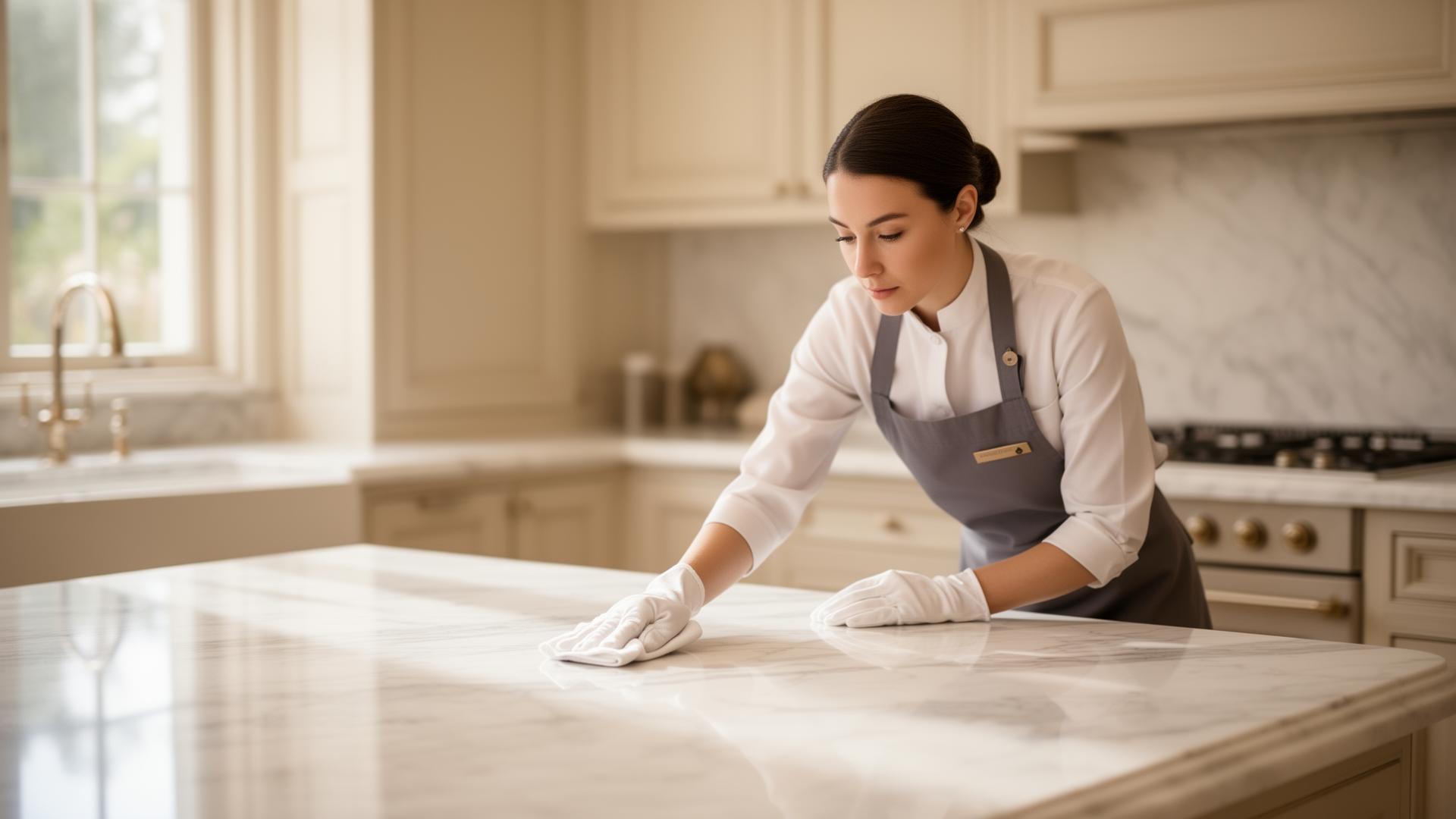 A Rocky Mountain Cleaners professional at work in a luxury home